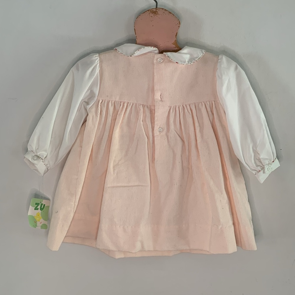 ZU Petit Ami pale pink layered look corduroy dress with appliqué and bloomers - Picture 6 of 10